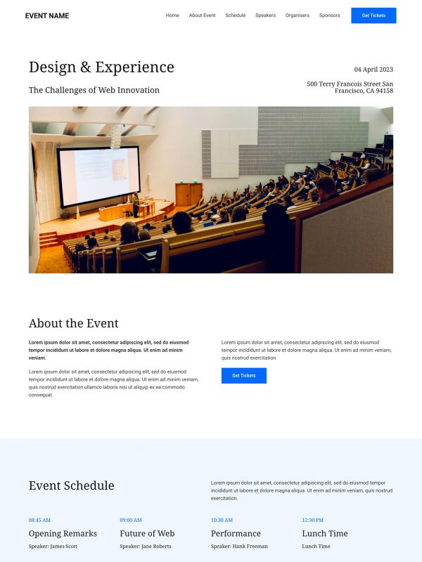 Event Management Website Templates