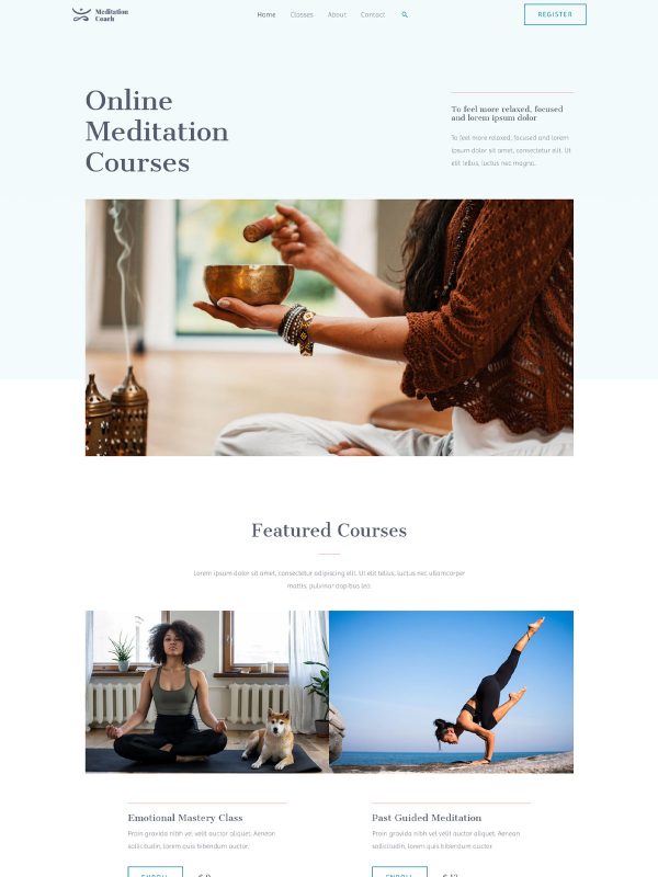 Meditation Courses Website Templates