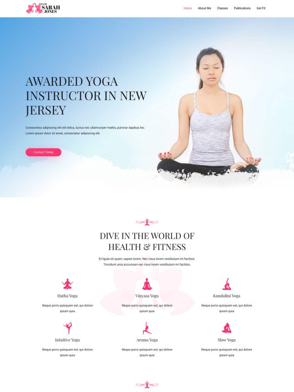 Yoga Instructor Website Templates