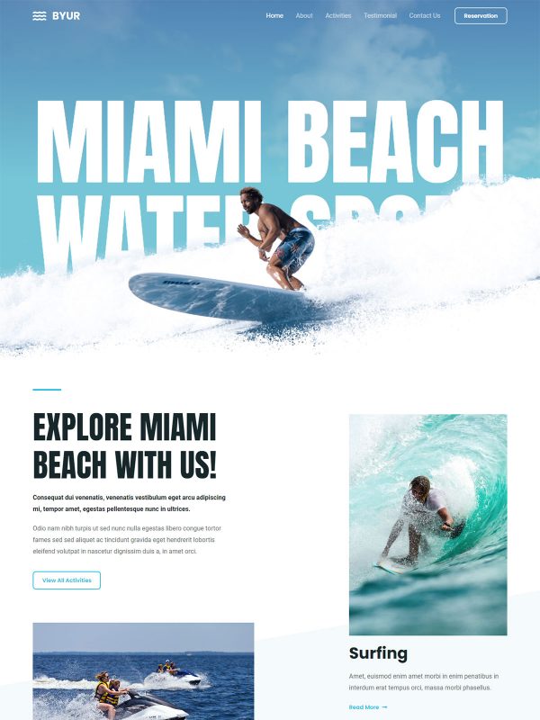 Water Sports Website Templates